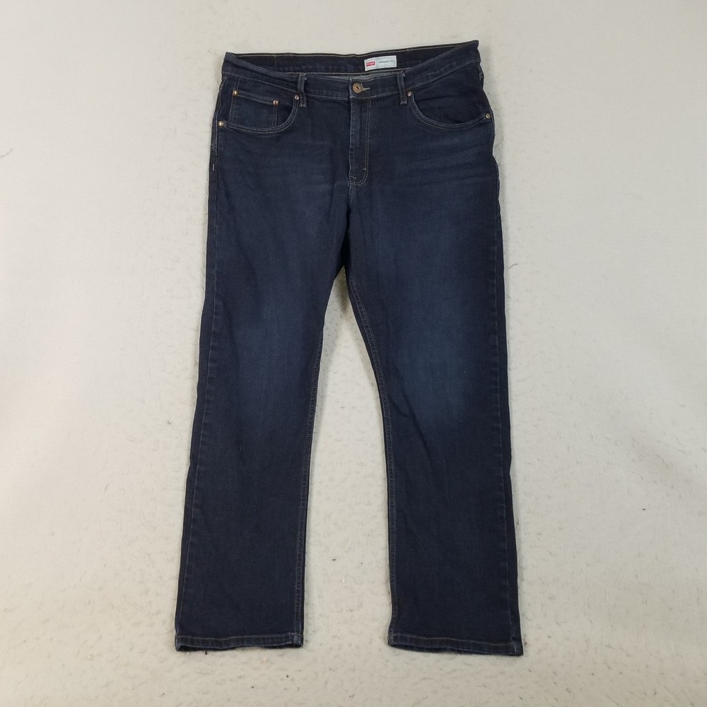 Wrangler Jeans Mens 36x30 Dark‎ Wash Straight Fit Premium Quality Stretch Denim